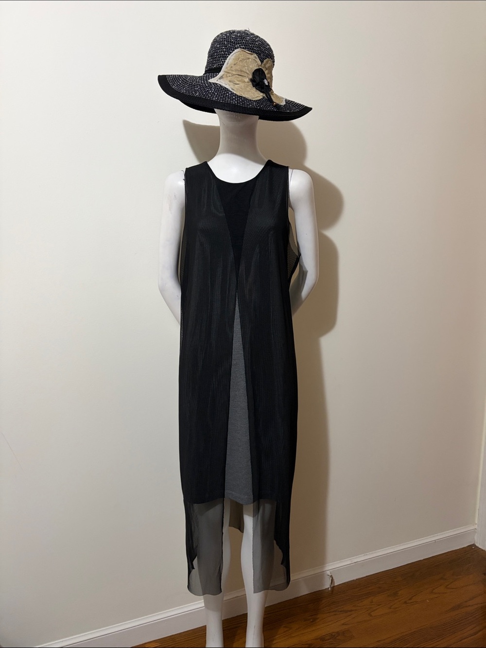 Scapa Lauren Perre Black Sheer Whimsical Overlay Midi Dress